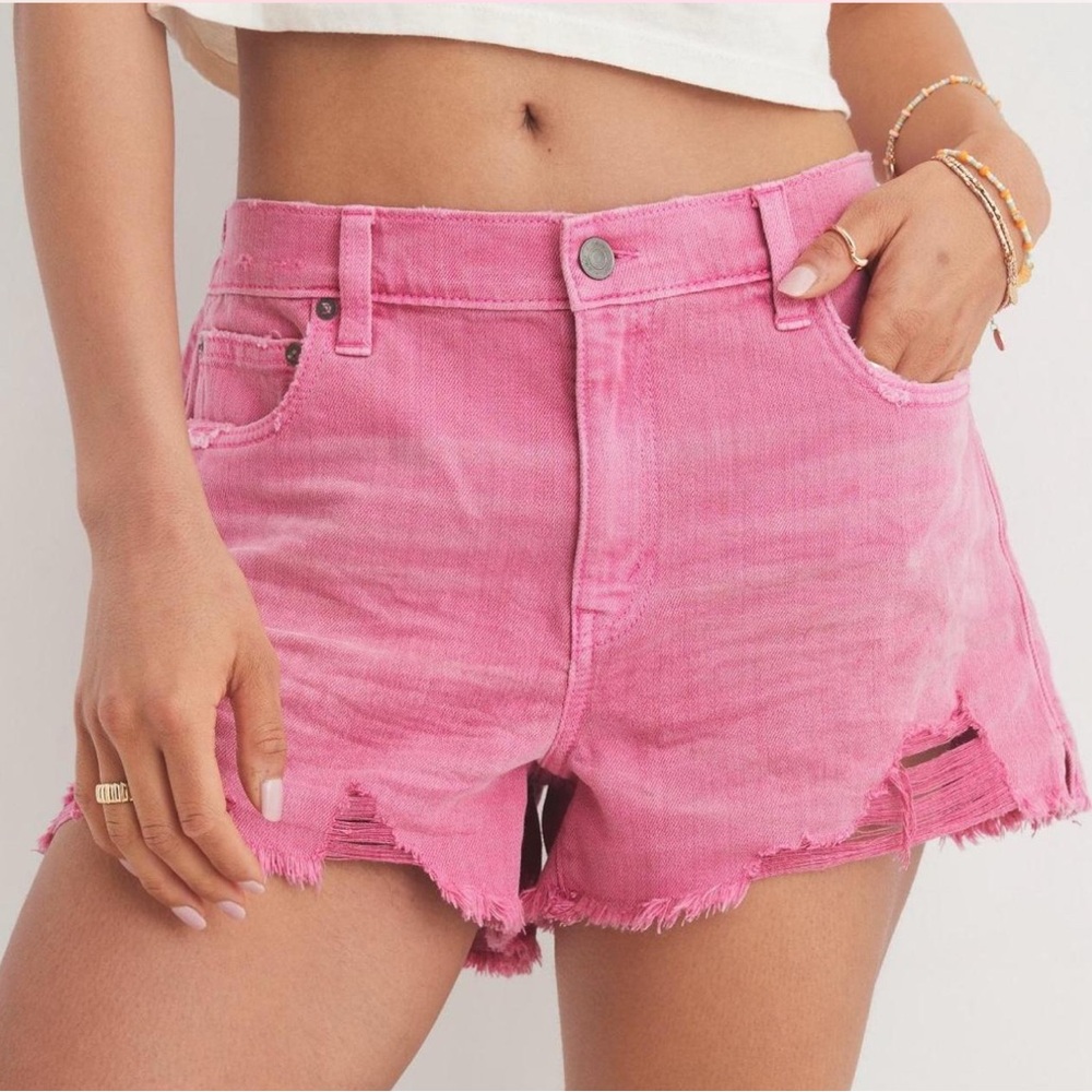 Aerie Daydream Pink Denim Short Women's Size Large color Best Buds,